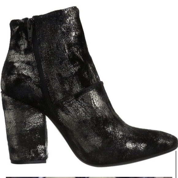 Charles David | Celeste Velvet Block Heel Booties in Black/Pewter - Picture 5 of 10